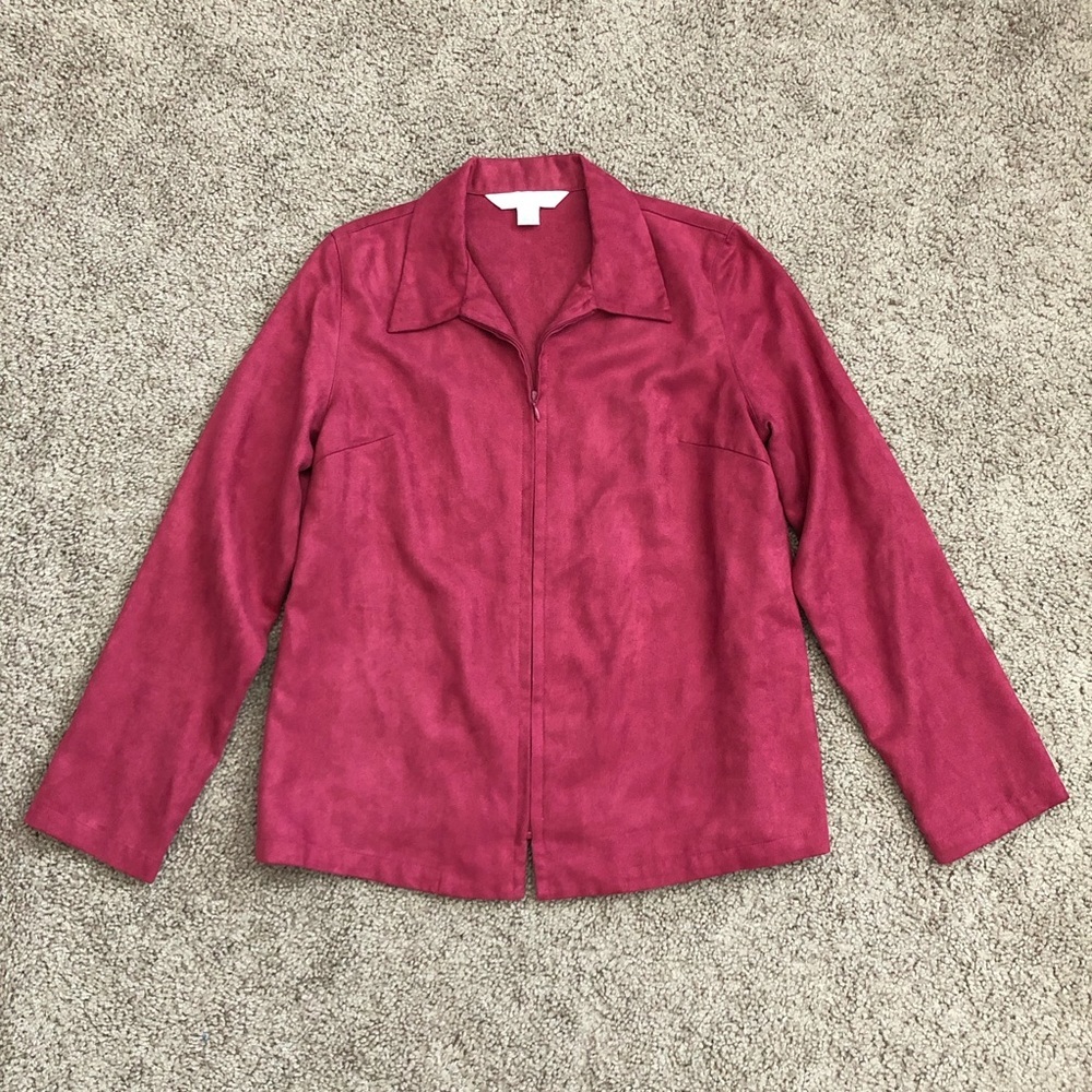 Petite Sophisticate Magenta Suede Light Jacket Womens S